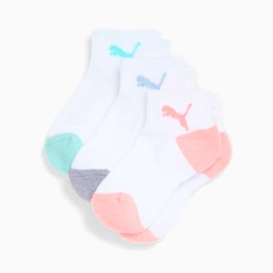 Calcetines deportivos tres cuartos [3 pares] para niños grandes, WHITE / PINK, extralarge